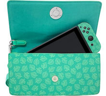 Load image into Gallery viewer, Animal Crossing Nintendo Switch Crossbody Sling Bag Teal Leaves
