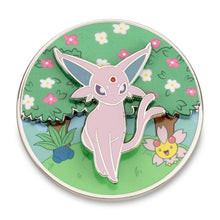 Load image into Gallery viewer, Pokemon Enamel Pin Espeon Flower Wonderland Spinning Scene Pokemon Center