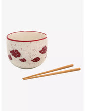 Load image into Gallery viewer, Naruto Shippuden Ramen Bowl With Chopsticks Akatsuki Clouds Design
