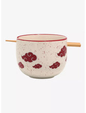 Load image into Gallery viewer, Naruto Shippuden Ramen Bowl With Chopsticks Akatsuki Clouds Design