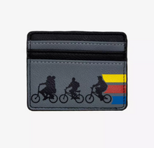 Load image into Gallery viewer, Stranger Things Cardholder Bike Group Silhouettes with Colored Stripes Loungefly