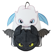 Load image into Gallery viewer, DreamWorks Mini Backpack How to Train Your Dragon Light Fury & Toothless Cosplay Loungefly