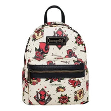 Load image into Gallery viewer, Marvel Mini Backpack Deadpool Tattoo AOP Loungefly