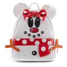 Load image into Gallery viewer, Disney Mini Backpack and Wallet Set Minnie Mouse Snowman Sequin Loungefly

