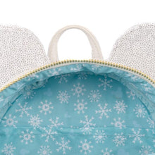 Load image into Gallery viewer, Disney Mini Backpack and Wallet Set Minnie Mouse Snowman Sequin Loungefly
