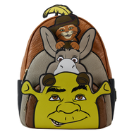 Dreamworks Mini Backpack Shrek, Donkey, and Puss in Boots Triple Pocket Loungefly