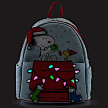 Load image into Gallery viewer, Peanuts Mini Backpack Snoopy And Woodstock Christmas Glow In The Dark Loungefly

