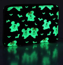 Load image into Gallery viewer, Disney Wallet Mickey and Minnie Mouse Ghost AOP GITD Loungefly
