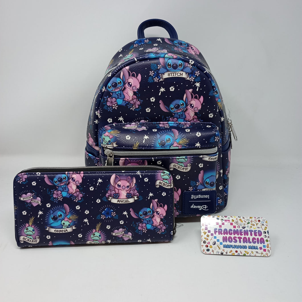 Disney Mini Backpack and Wallet Set Lilo & Stitch, Angel & Scrump Tattoo Loungefly