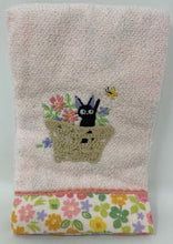 Load image into Gallery viewer, Studio Ghibli Mini Towel Jiji Embroidered Floral Konami
