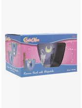 Load image into Gallery viewer, Sailor Moon Ramen Bowl with Chopsticks Luna &amp; Artemis Just Funky
