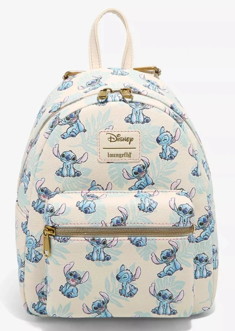 Disney Mini Backpack Stitch Tropical Leaves AOP Loungefly