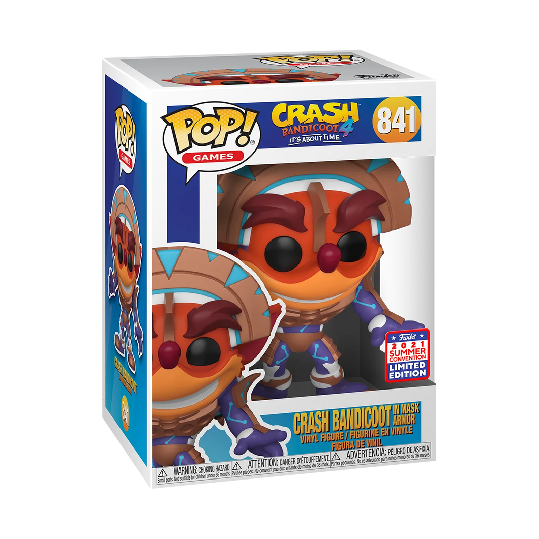 Crash Bandicoot Figure Crash in Mask Armor Pop! Games 841 FunKon Summer 2021 Exclusive Funko