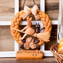 Load image into Gallery viewer, Kiki's Delivery Service Bakery Bread Wreath Kiki and Jiji Door Sign
