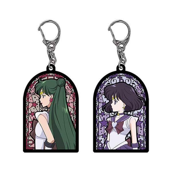 Sailor Moon Keychain Sailor Pluto & Sailor Saturn Stained Glass