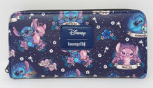 Load image into Gallery viewer, Disney Zip Around Wallet Stitch and Angel Tattoo Print Loungefly
