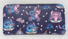 Load image into Gallery viewer, Disney Zip Around Wallet Stitch and Angel Tattoo Print Loungefly
