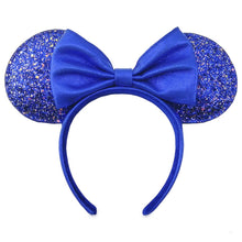 Load image into Gallery viewer, Disney Parks Mini Backpack Ears Wristlet Set Make A Wish Blue Sequin Loungefly
