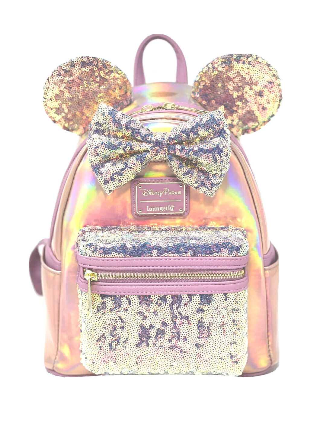 Disney Mini Backpack Minnie Mouse Pink Iridescent Sequin Loungefly