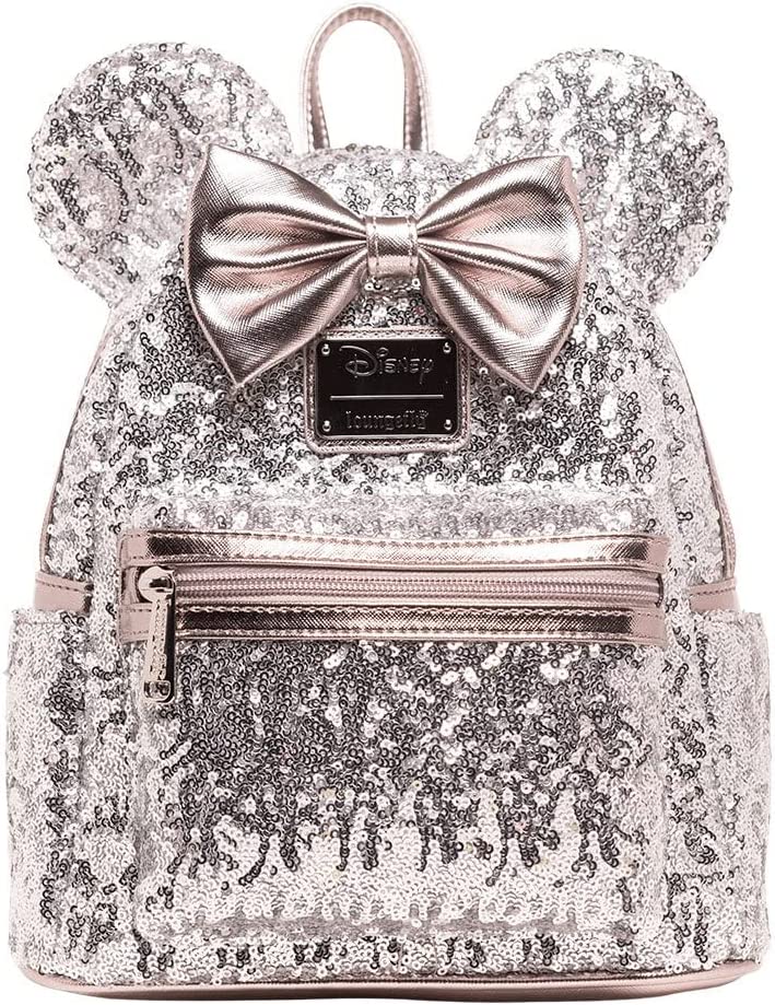 Disney Mini Backpack Minnie Mouse Silver Sequin Loungefly