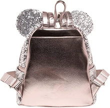 Load image into Gallery viewer, Disney Mini Backpack Minnie Mouse Silver Sequin Loungefly
