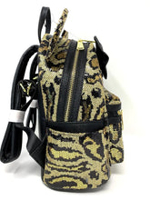 Load image into Gallery viewer, Minnie Mouse Mini Backpack and Cardholder Set Sequined Animal Print Cheetah Loungefly
